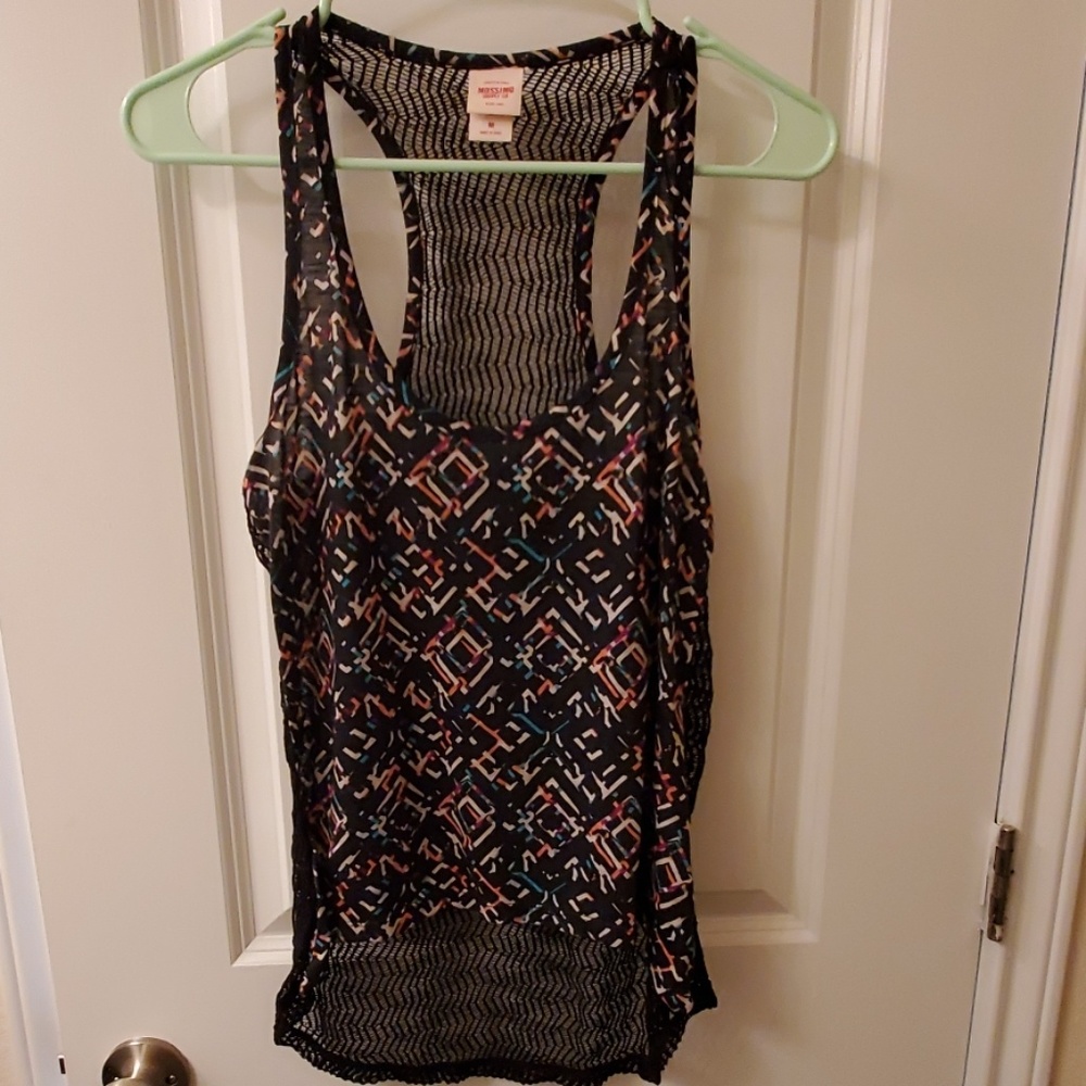 Black multi color top